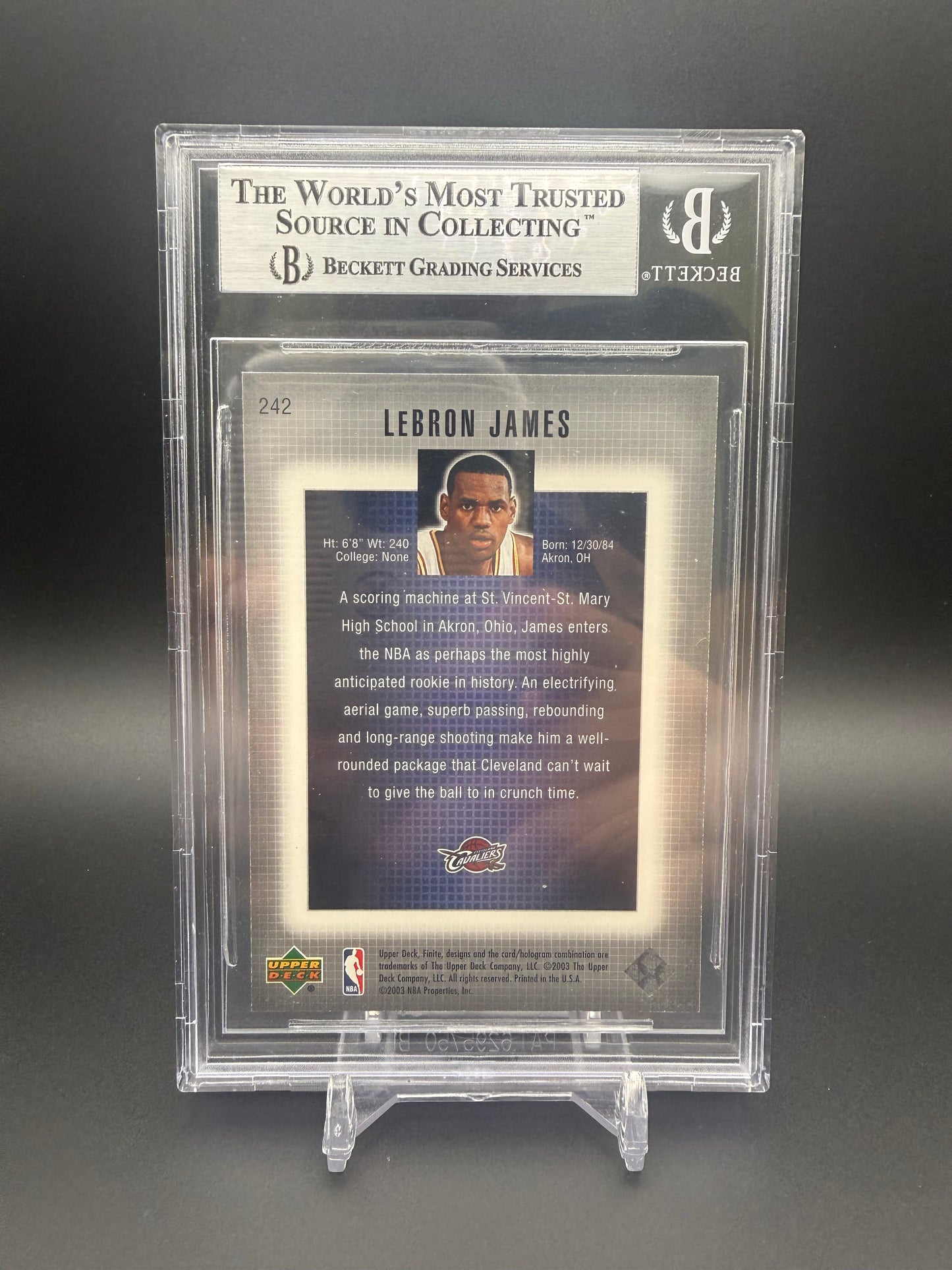 2003-04 UPPER DECK FINITE #242 LEBRON JAMES #/200 BGS 9 ROOKIE