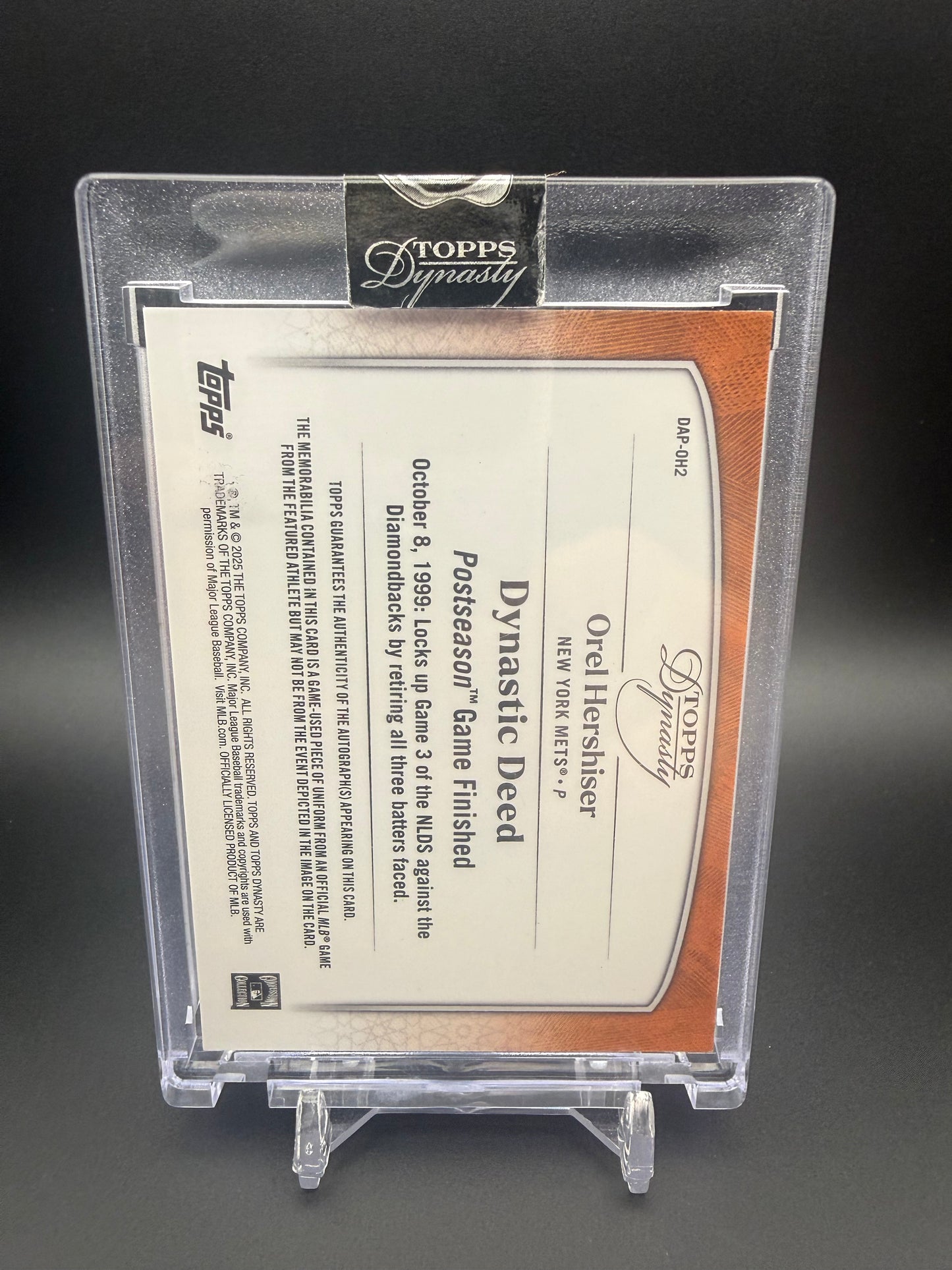 2025 TOPPS DYNASTY PATCH AUTO OREL HERSHISER 1/1 LOGO ONE OF ONE