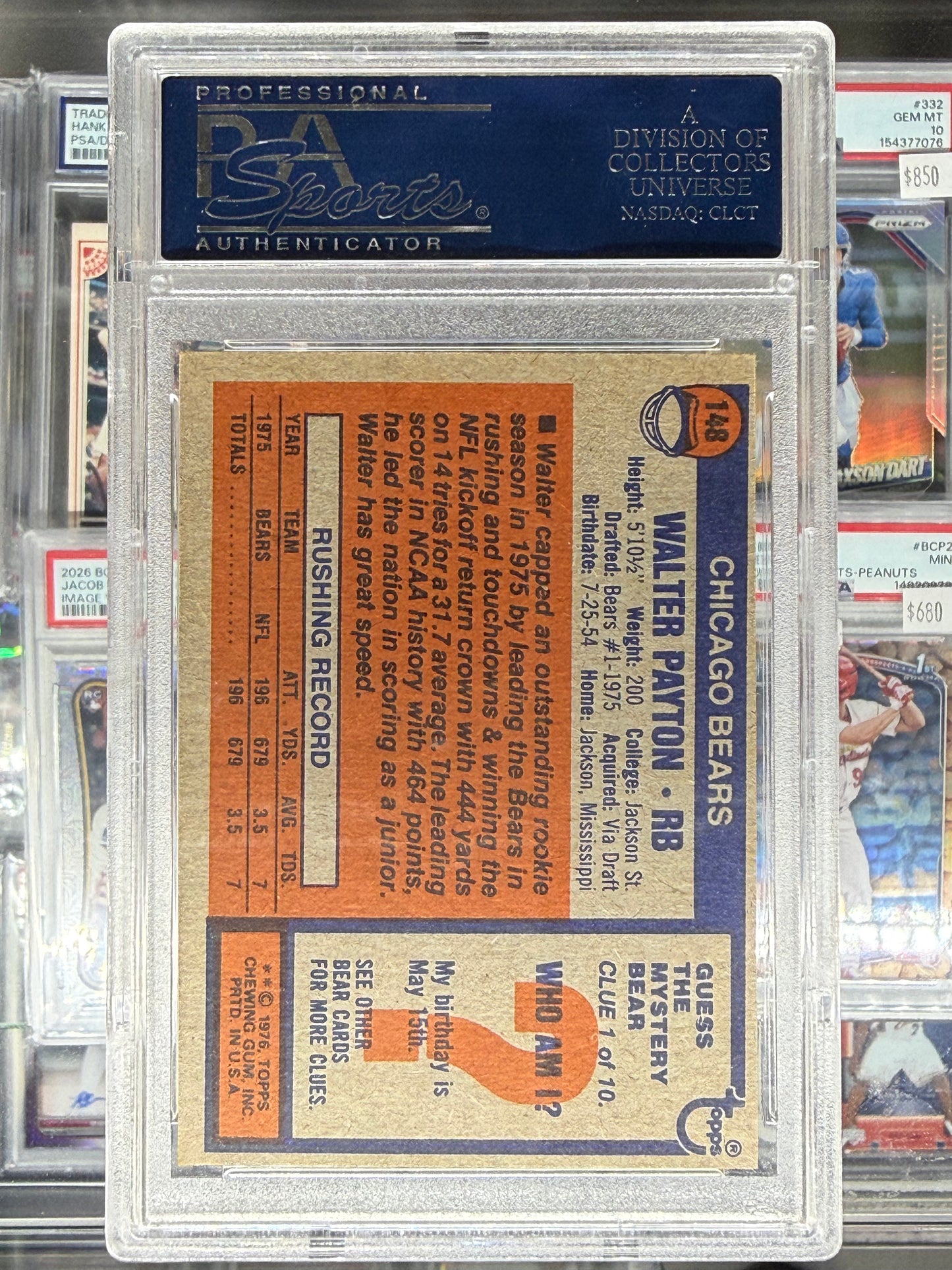 1976 TOPPS WALTER PAYTON #148 PSA 6 EX-MT ROOKIE CENTERED!