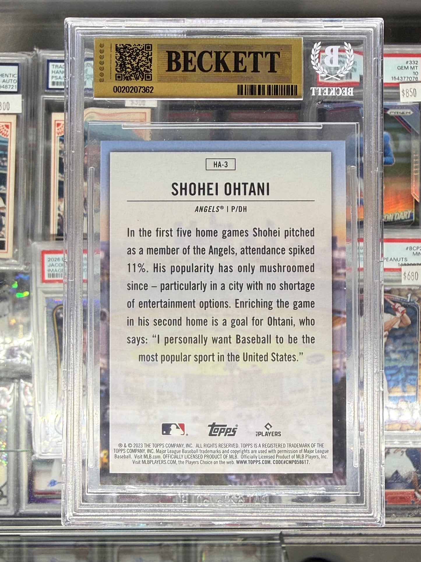 2023 TOPPS HOME FIELD ADVANTAGE #HA3 SHOHEI OHTANI BGS 9.5 GEM MINT
