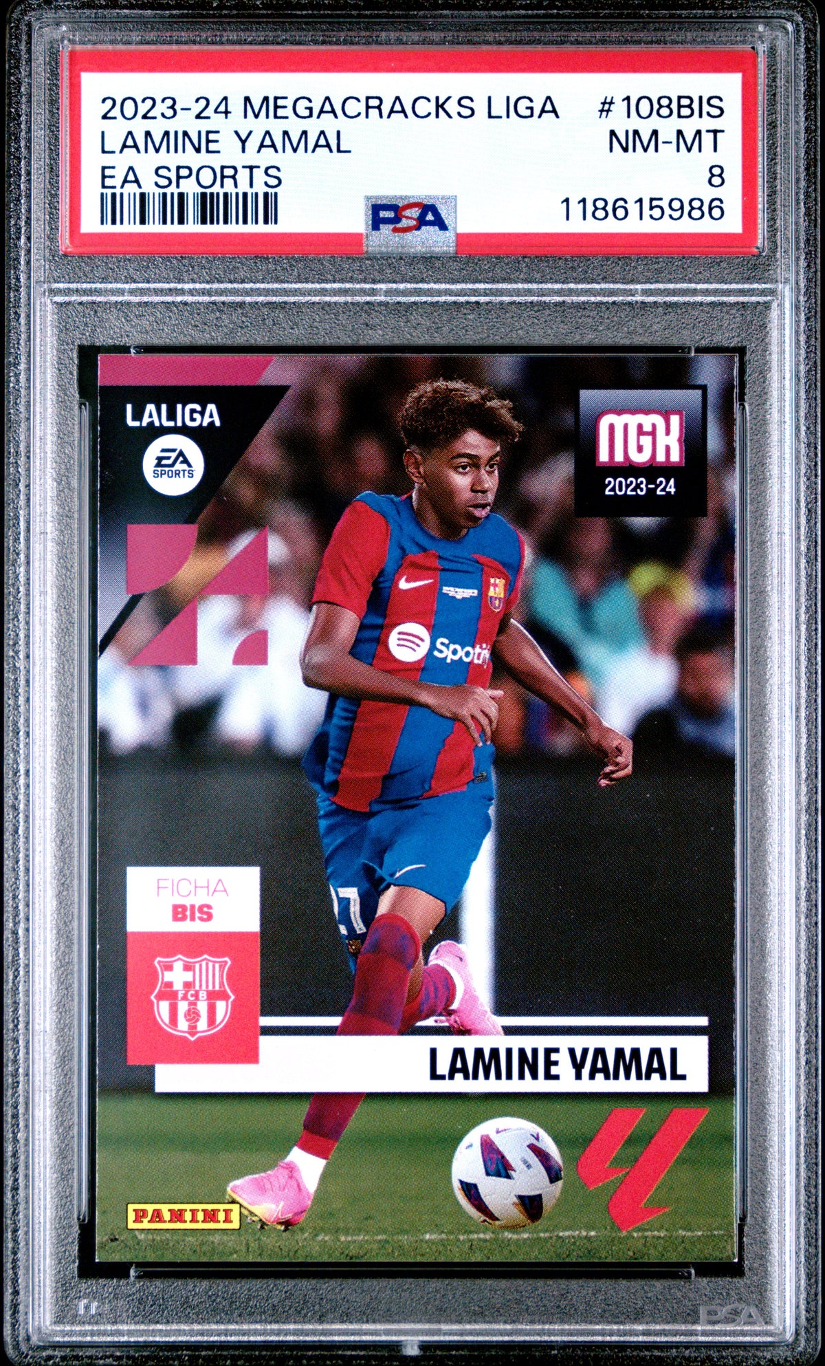 2023-24 PANINI MEGACRACKS LALIGA EA SPORTS #108BIS LAMINE YAMAL PSA 8