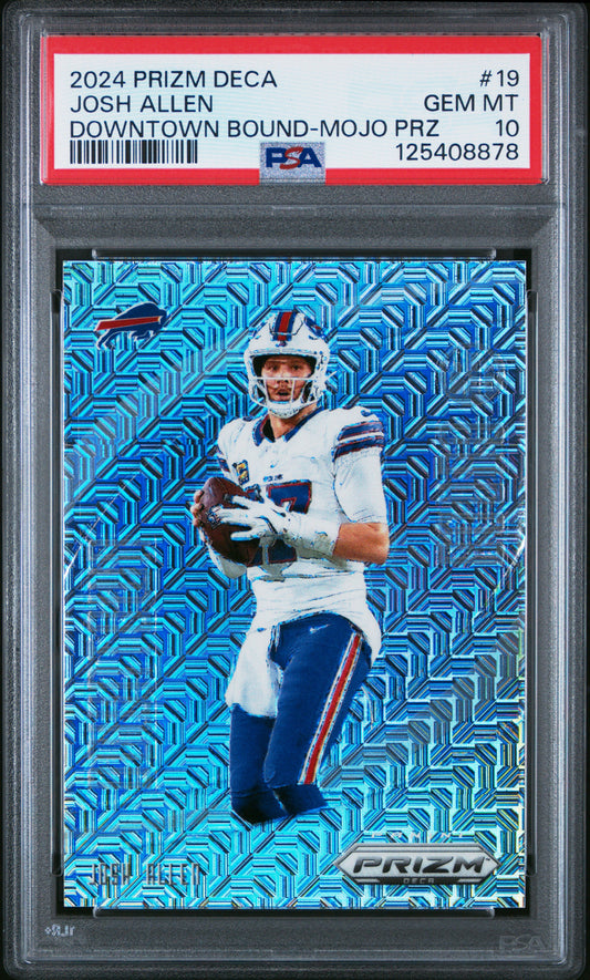 2024 PANINI PRIZM DECA DOWNTOWN BOUND #19 JOSH ALLEN MOJO PRIZM #/30 PSA 10 GEM MINT