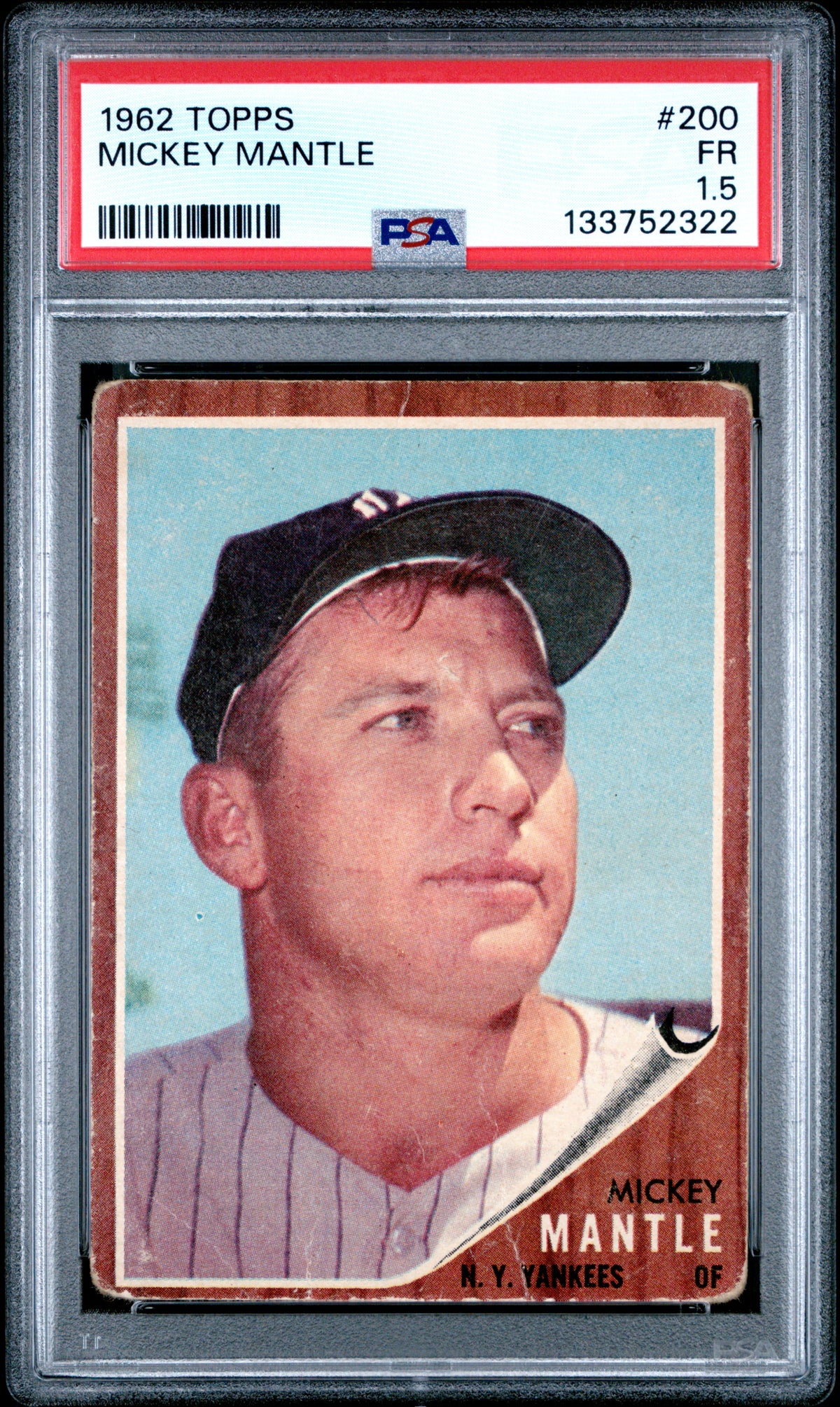 1962 TOPPS #200 MICKEY MANTLE PSA 1.5 FR
