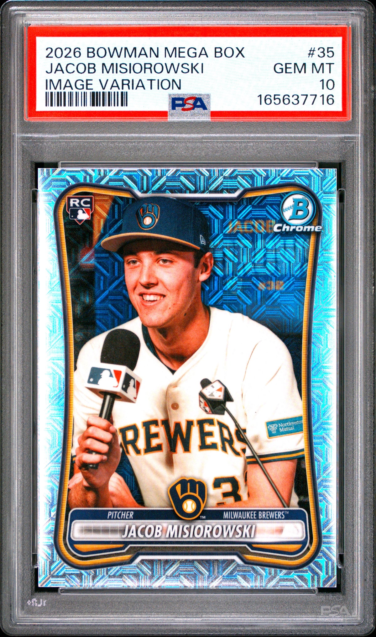 2026 BOWMAN MEGA BOX CHROME #35 JACOB MISIOROWSKI IMAGE VARIATION PSA 10 GEM MINT