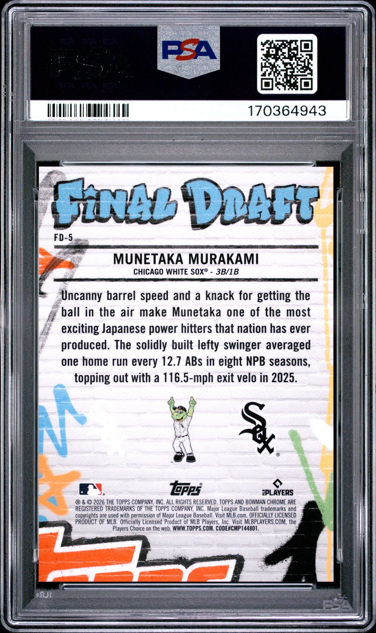 2026 BOWMAN CHROME FINAL DRAFT #FD-5 MUNETAKA MURAKAMI PSA 10 GEM MINT