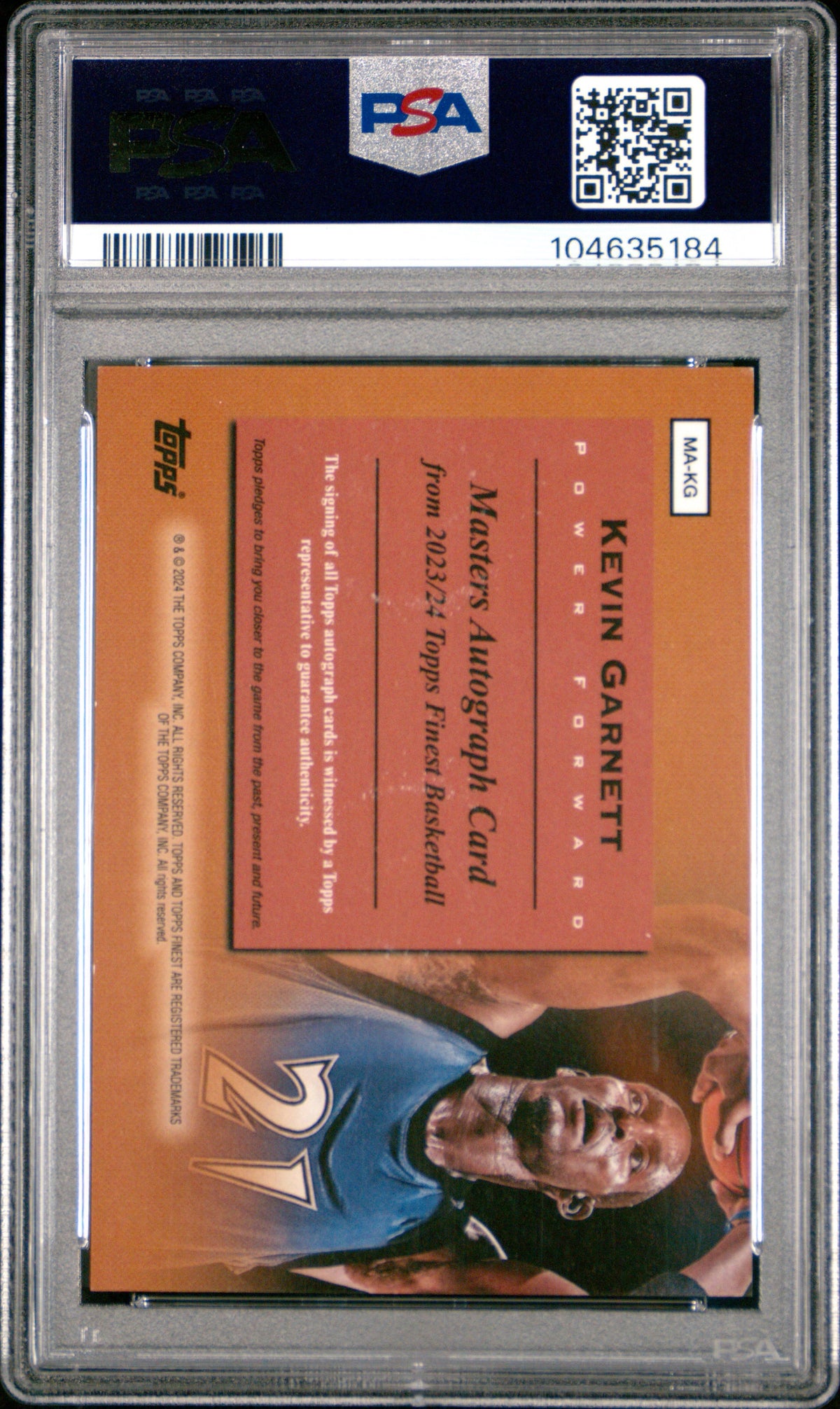 2023 TOPPS FINEST KEVIN GARNETT #MAKG MASTERS AUTO GOLD #/50 PSA 8