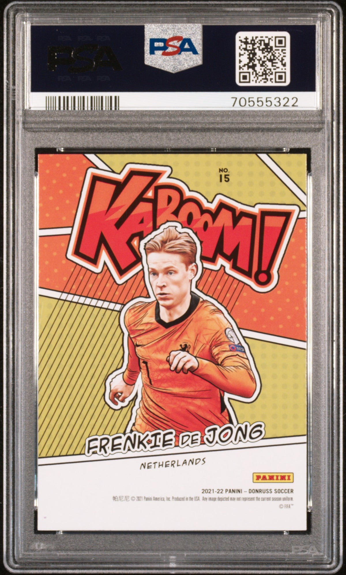 2021 PANINI DONRUSS ROAD TO QATAR KABOOM! #15 FRENKIE DE JONG KABOOM! PSA 10 GEM MINT