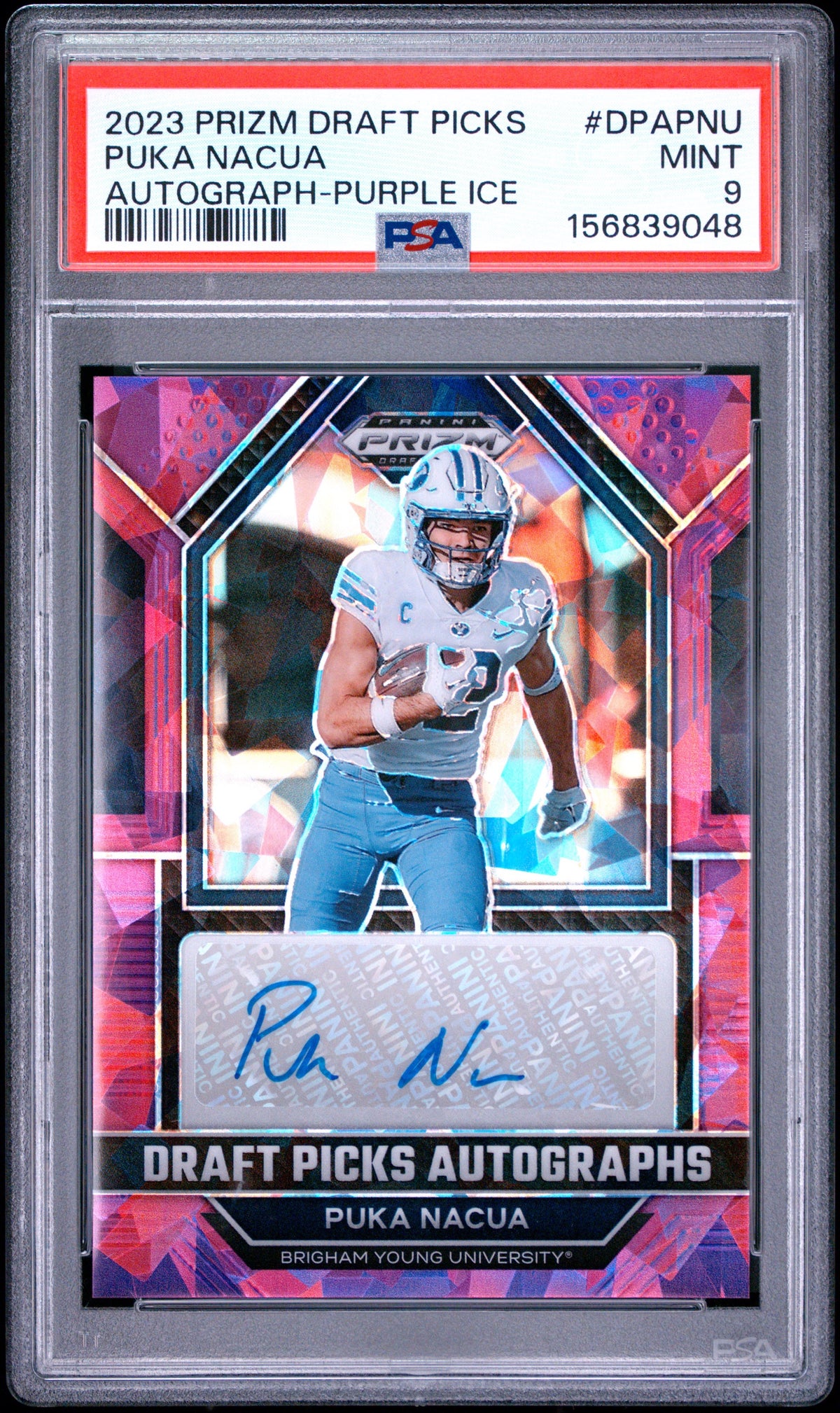 2023 PRIZM DRAFT PICKS PUKA NACUA #DPA-PNU AUTOGRAPH PURPLE #/99 PSA 9 MINT