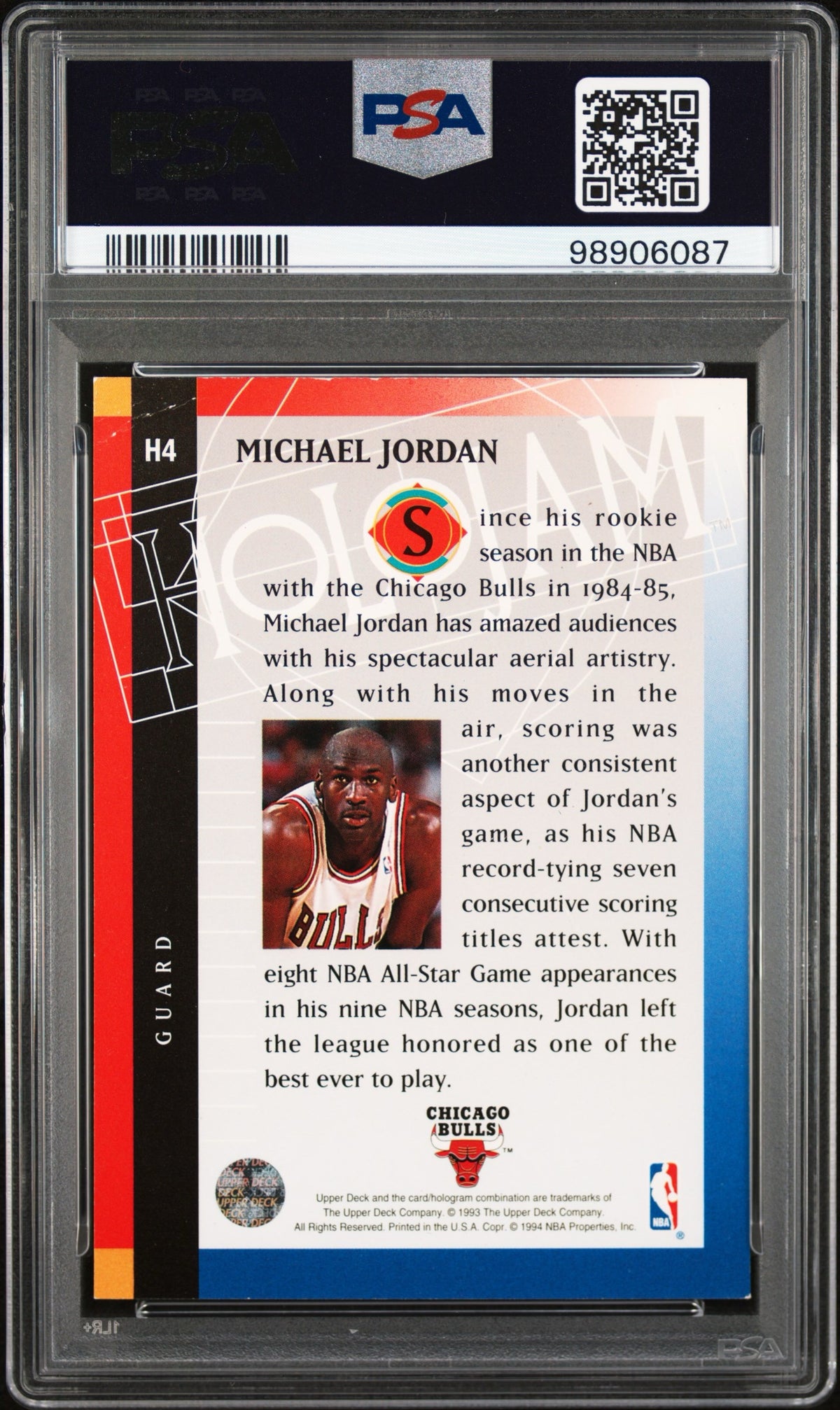 1993 UPPER DECK MICHAEL JORDAN #H4 HOLOGRAMS PSA 3