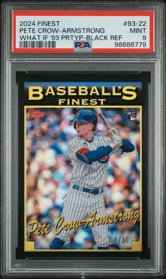 2024 TOPPS FINEST WHAT IF 1993 FINEST PROTOTYPES #93-22 PETE CROW-ARMSTRONG Black #/10 PSA 9 MINT ROOKIE