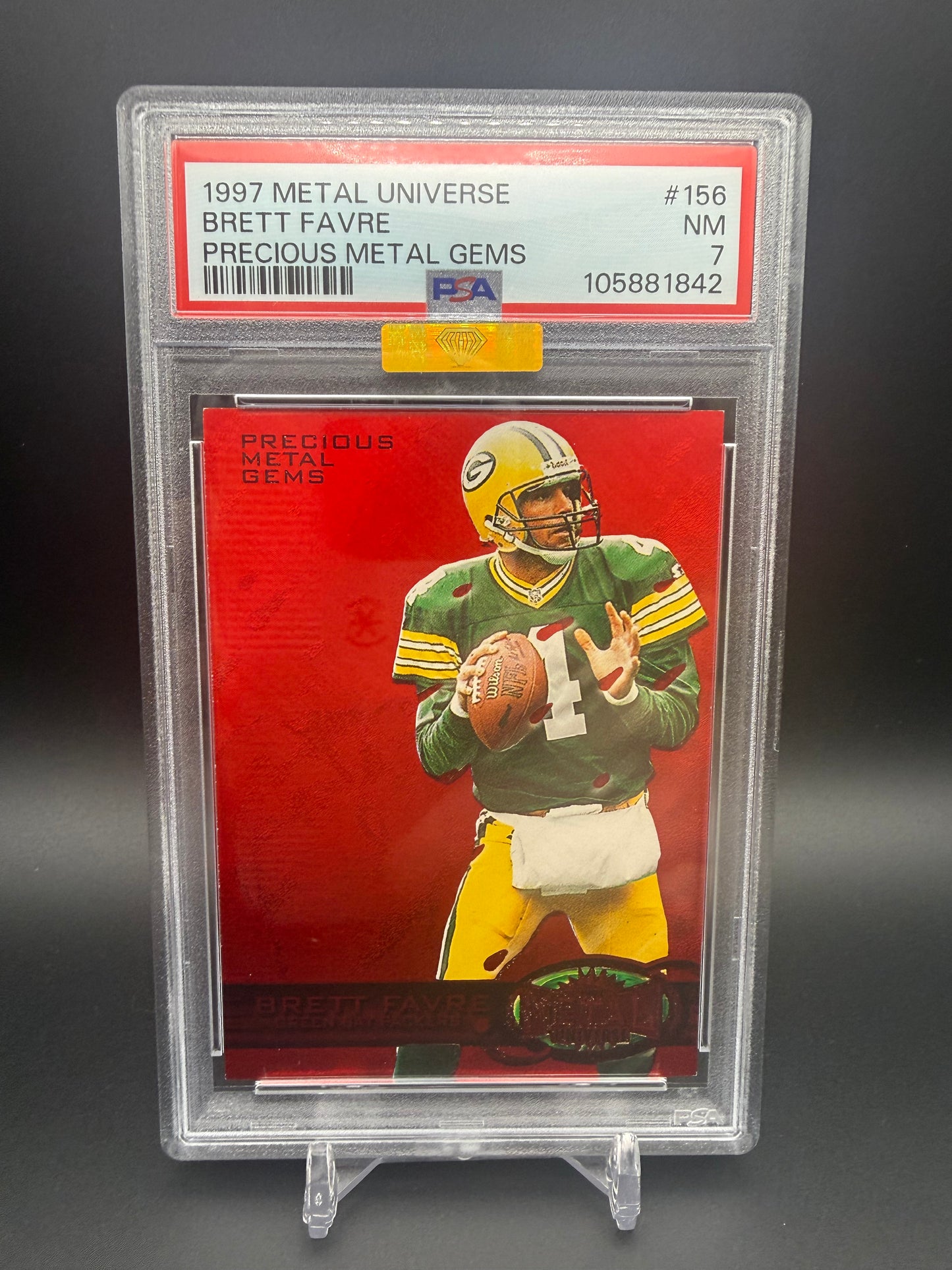 1997 METAL UNIVERSE BRETT FARVE PRECIOUS METAL GEMS #156 PSA 7 NM #150 MBA GOLD