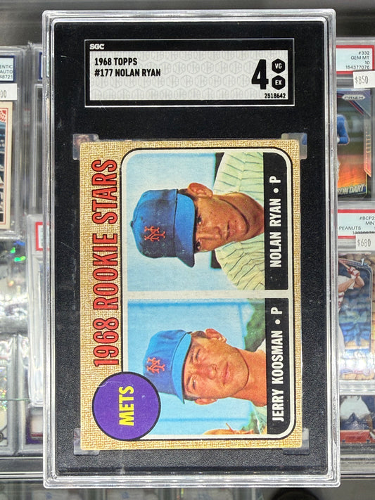 1968 TOPPS NOLAN RYAN ROOKIE #177 SGC 4 VG-EX CENTERED!