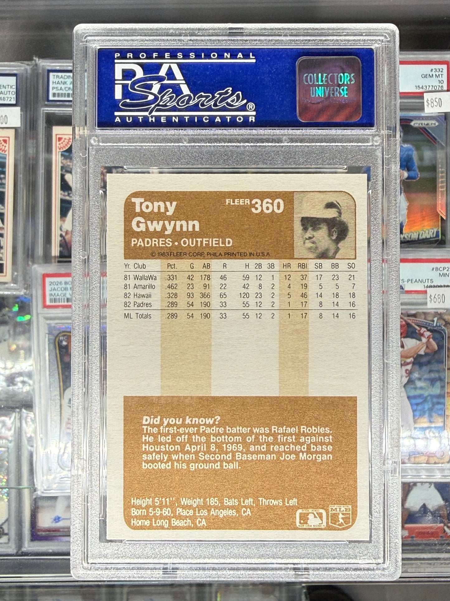 1983 FLEER TONY GWYNN #360 PSA 10 GEM MINT ROOKIE