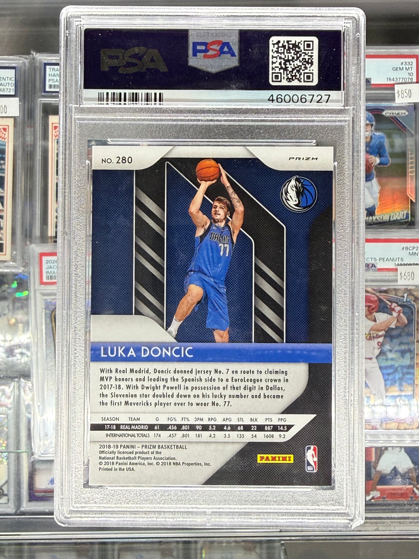 2018 PANINI PRIZM LUKA DONCIC SILVER PRIZM #280 PSA 10 GEM MINT