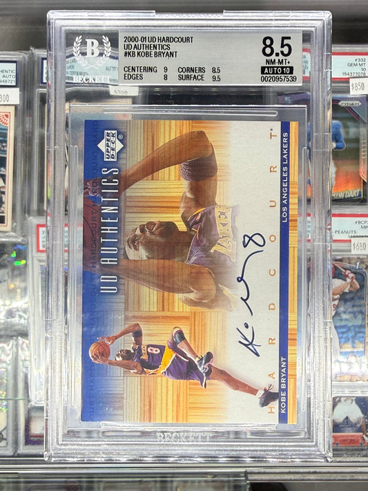 2000 UD HARDCOURT UD AUTHENTICS #KB KOBE BRYANT AUTO BGS 8.5 AUTO 10