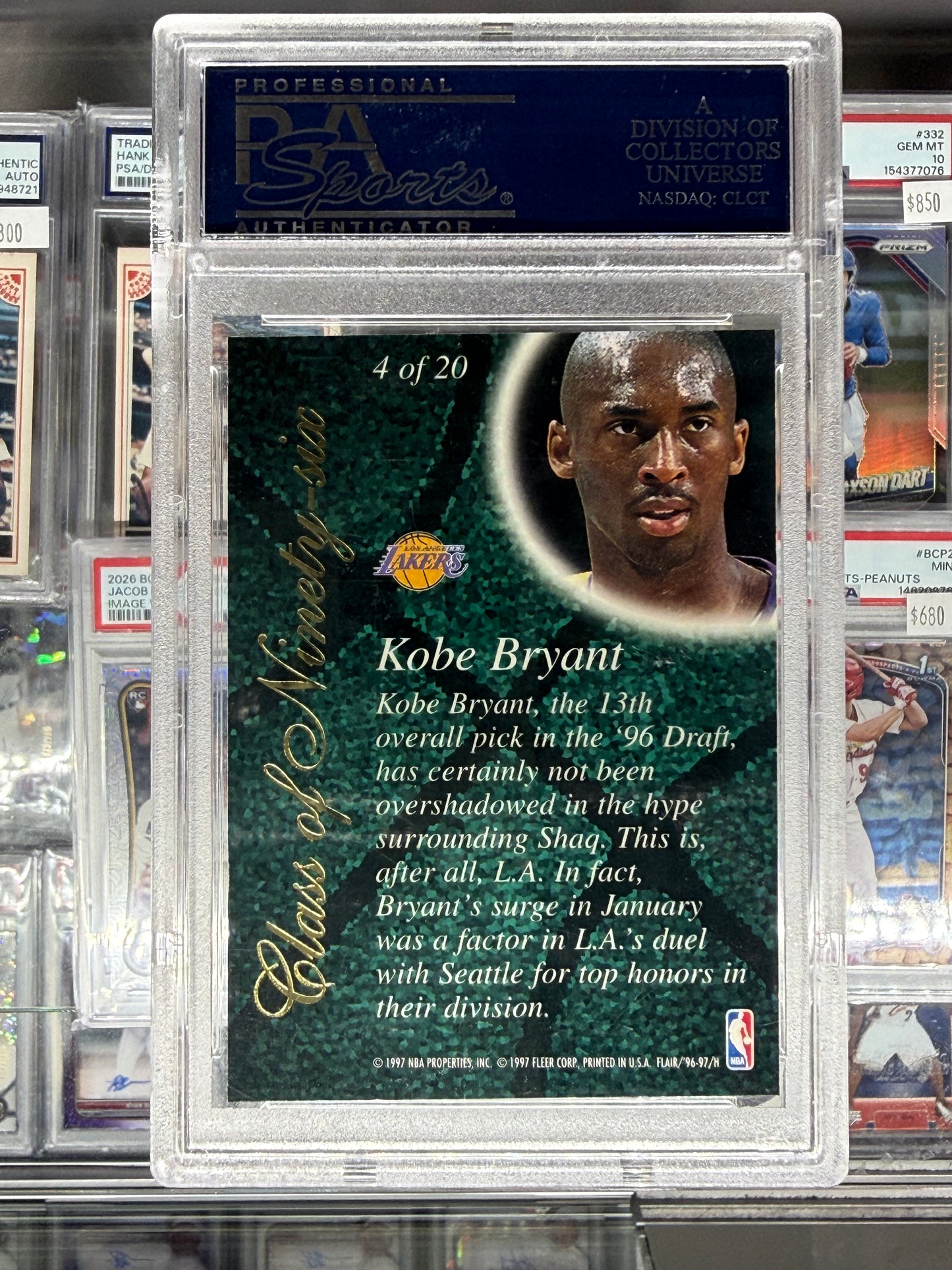 1996 FLAIR SHOWCASE #4 KOBE BYRANT CLASS OF '96 PSA 8