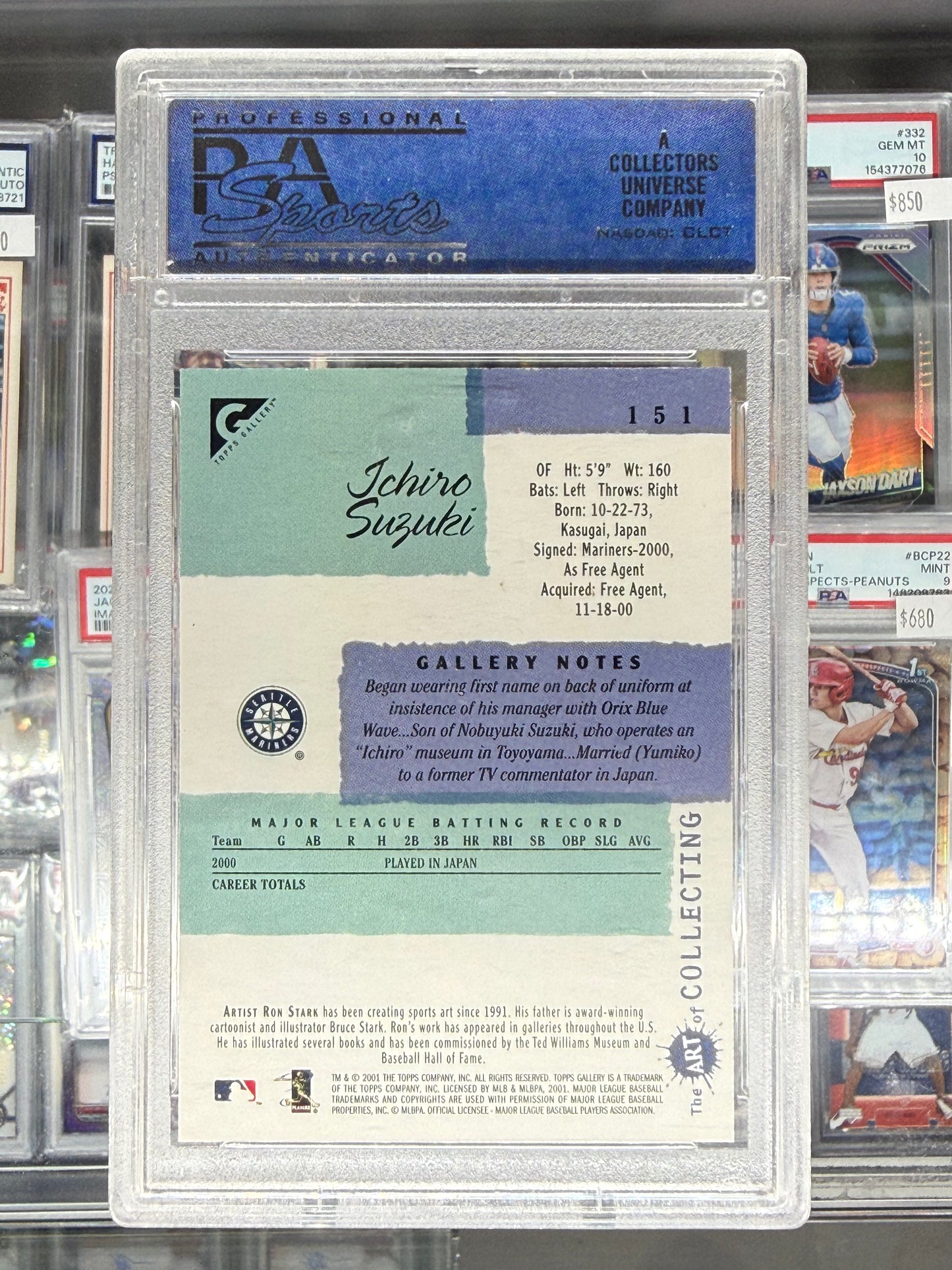 2001 TOPPS GALLERY #151 ICHIRO SUZUKI PSA 10 GEM MINT