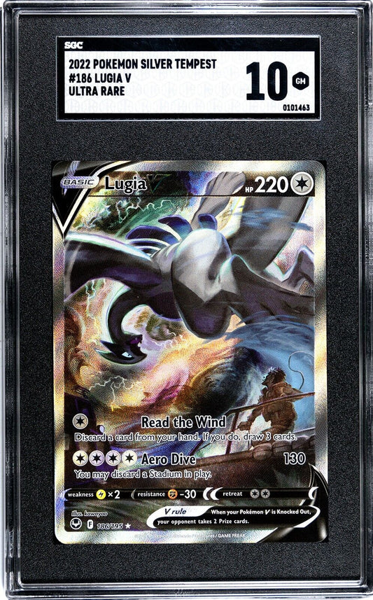 2022 Pokemon Silver Tempest Lugia V 186/195 Ultra Rare Alt Art SGC 10