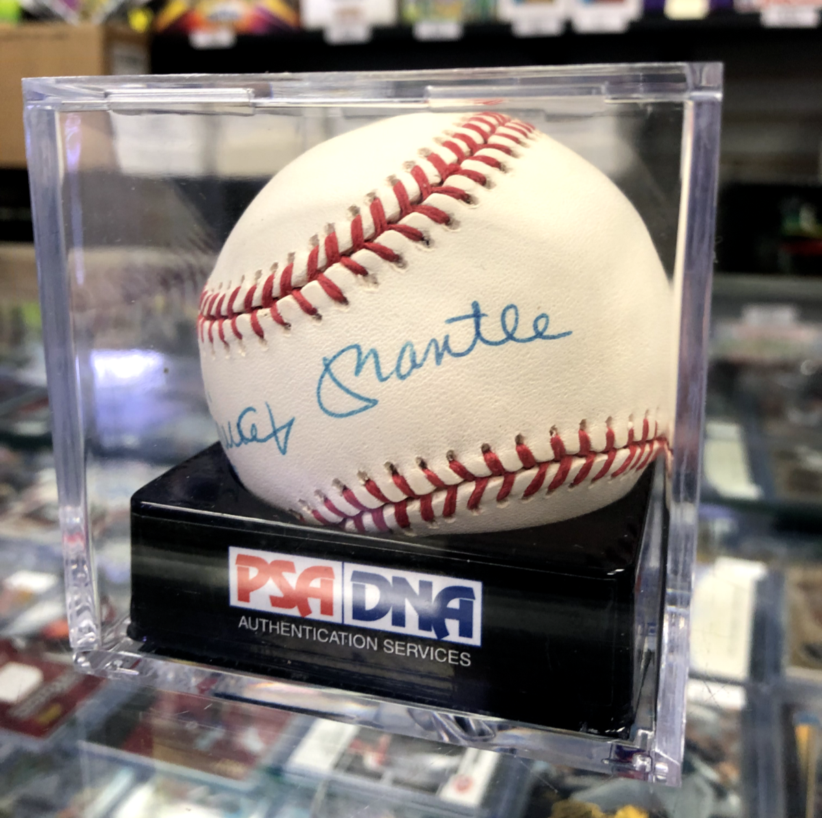 MICKEY MANTLE Autographed Baseball SSB Sweet Spot - PSA 8 NM-MT+